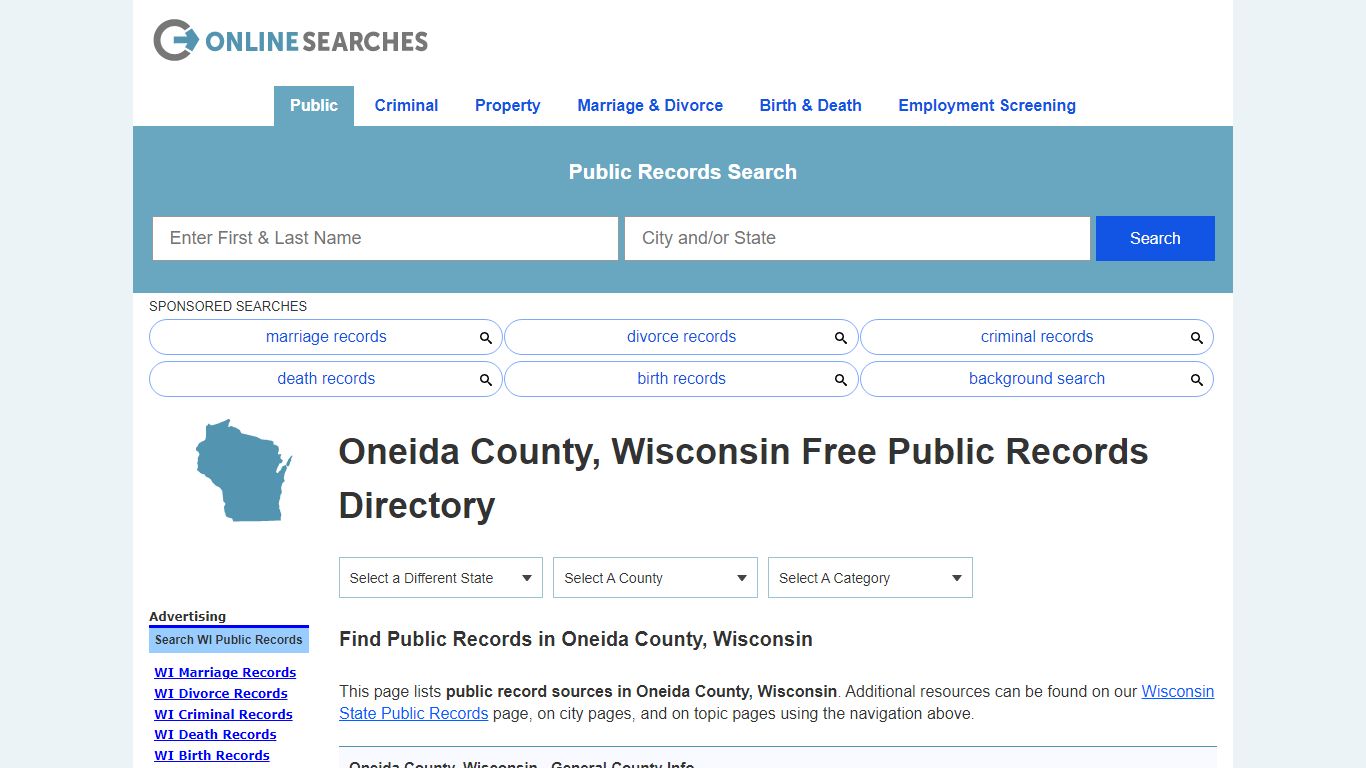 Oneida County, Wisconsin Public Records Directory